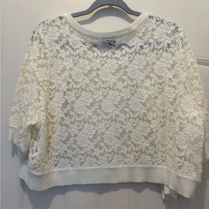 Torrid Cream Lace Cropped Blouse